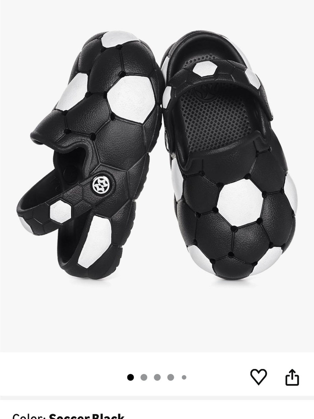 Kids Soccer-Style Clog Shoes - Black & White